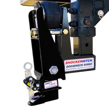 Shocker Gooseneck Air Hitch with 9" Extension Offset Coupler Installed (Shown on Squaretube Stem)