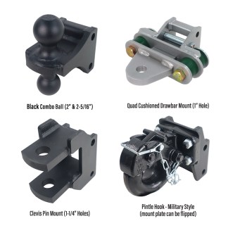 Shocker Hitch Farm Kit Mounts - (Black Combo Ball, Quad-Cushion Drawbar, Clevis Pin, Pintle Hook)