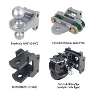 Shocker Hitch Farm Kit Mounts - (Silver Combo Ball, Quad-Cushion Drawbar, Clevis Pin, Pintle Hook)