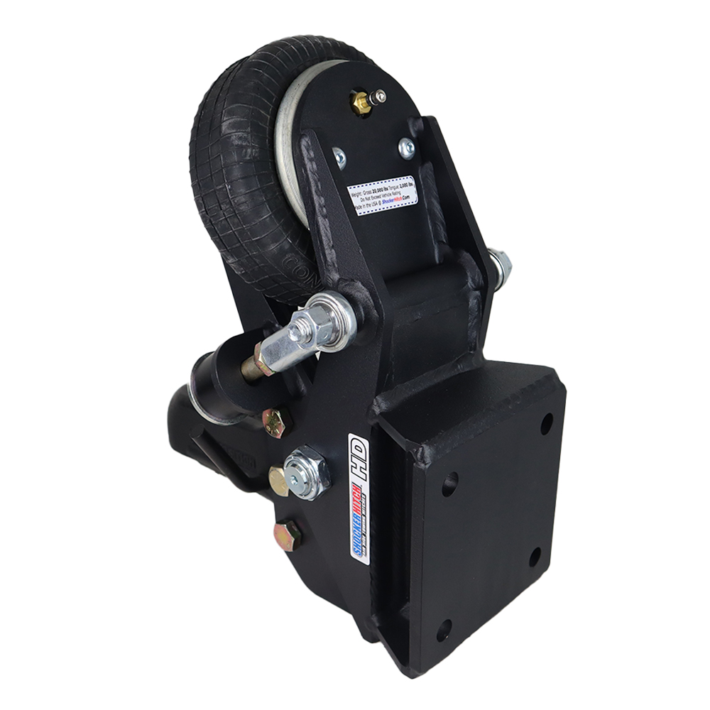 Shocker HD Tongue Mount Air Hitch with 25K Wallace Coupler - Square Plate Mount - Rear