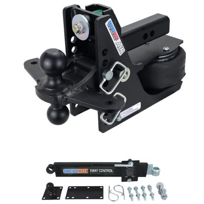 Shocker 12K Max Black Air Hitch with Black Sway Tab Combo Ball and Sway Control Towing Kit - For 2 Receiver