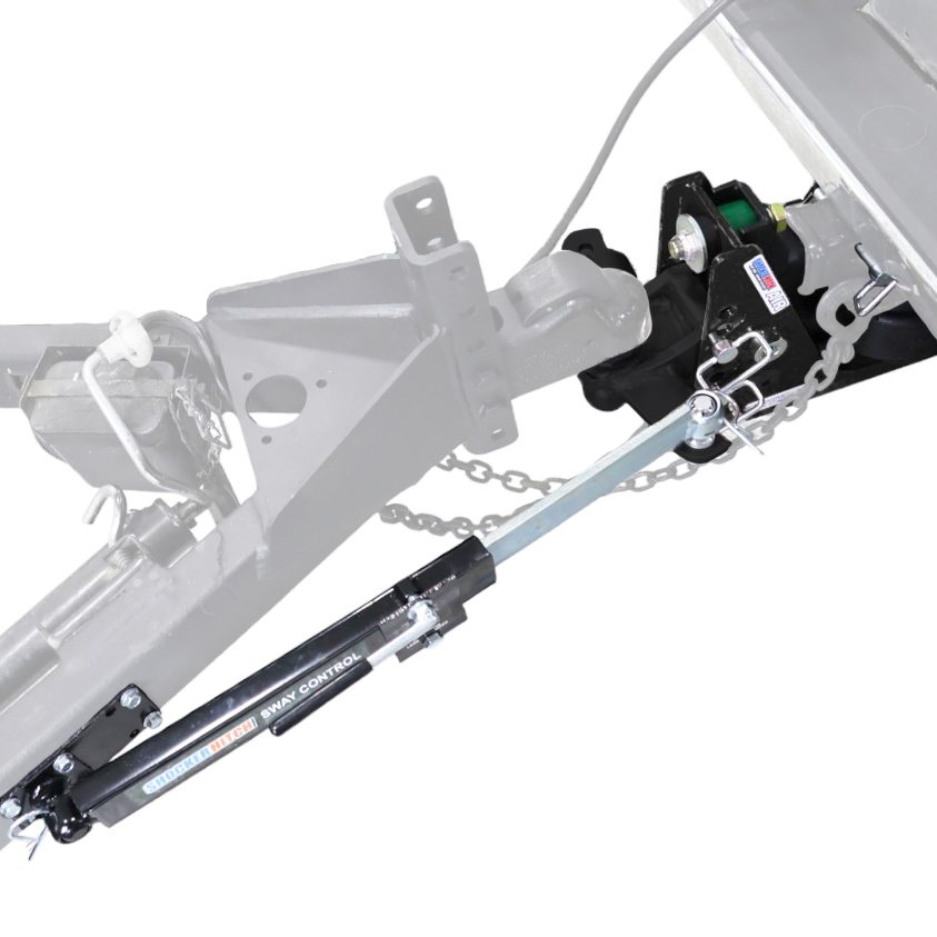 Shocker 12K Max Black Air Hitch and Black Combo Ball Sway Tab Mount with 1 Friction Sway Arm Kit