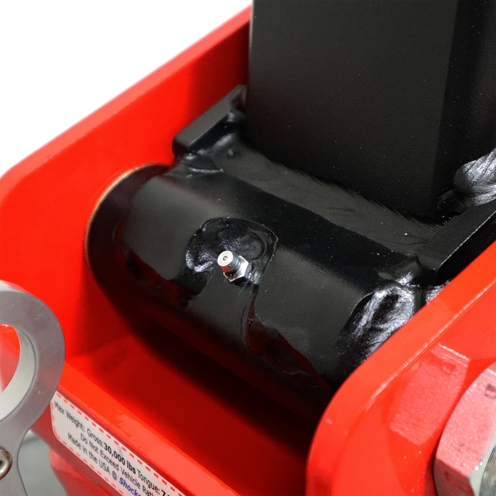 Shocker 30K Gooseneck Air Hitch Coupler for 2-5/16" Ball 4SQ STR SL Grease Zerk Close-Up