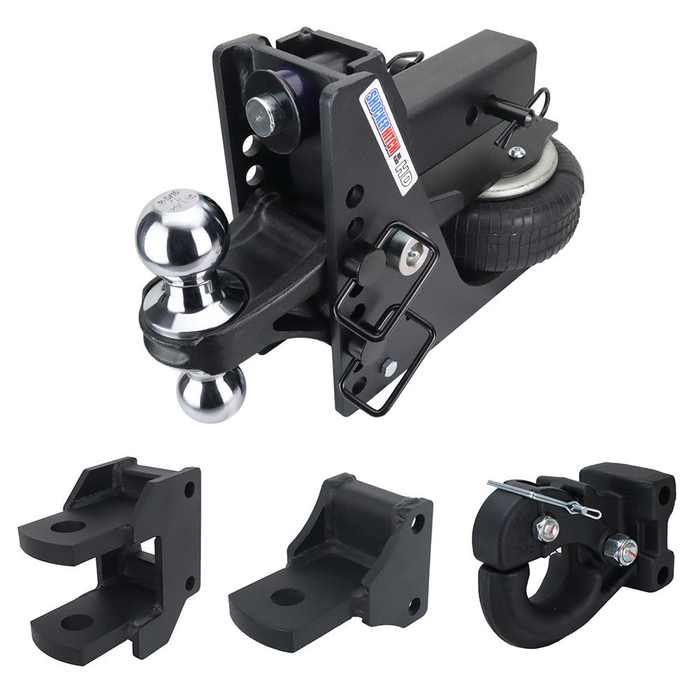 HD Max Black Air Hitch & Farm Mount Kit - Chrome Combo Ball, Pintle, Drawbar & Clevis