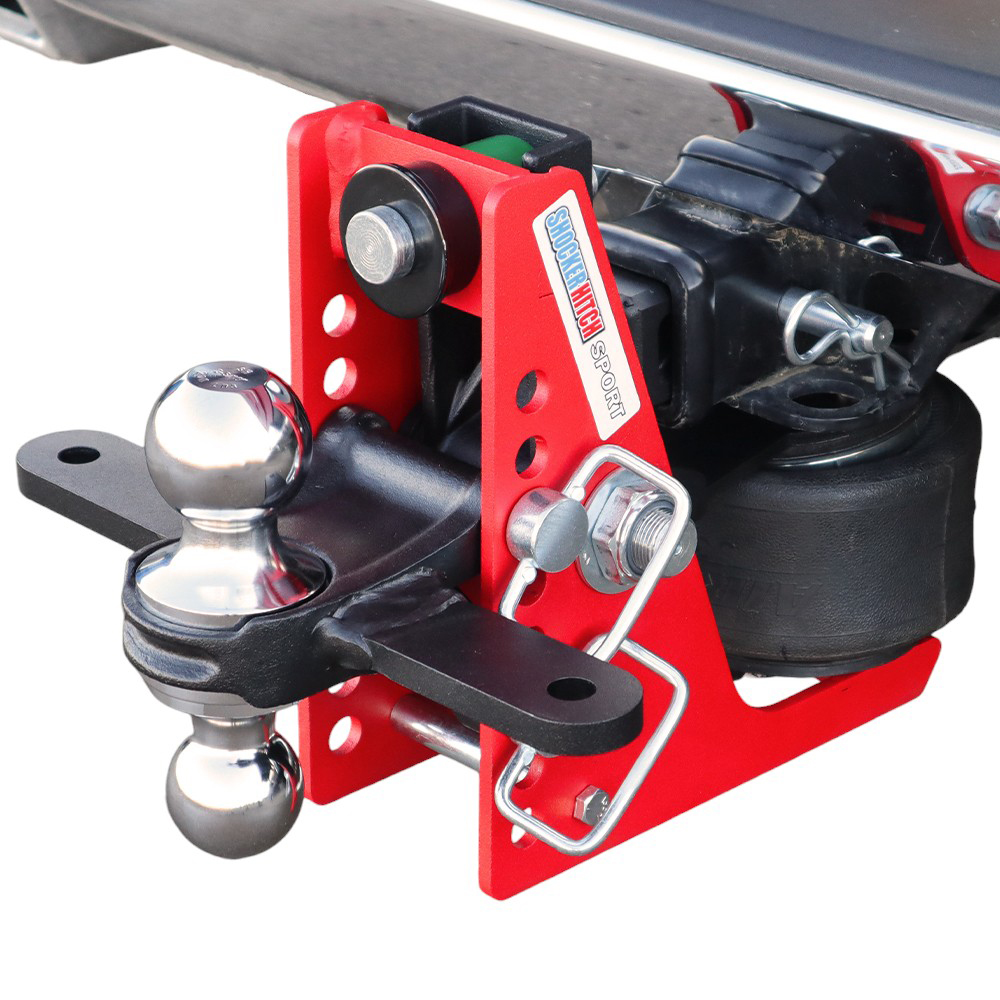 Shocker Sport Air Receiver Hitch & Chrome Combo Ball w/ Sway Tabs Installed