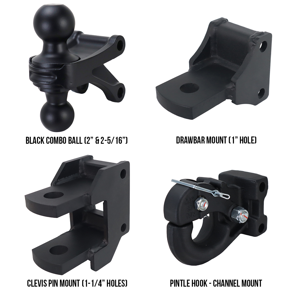 Shocker Farm Mounts Kit - (Black Combo Ball, Drawbar, Clevis Pin, Pintle) SH-FTK-BLK