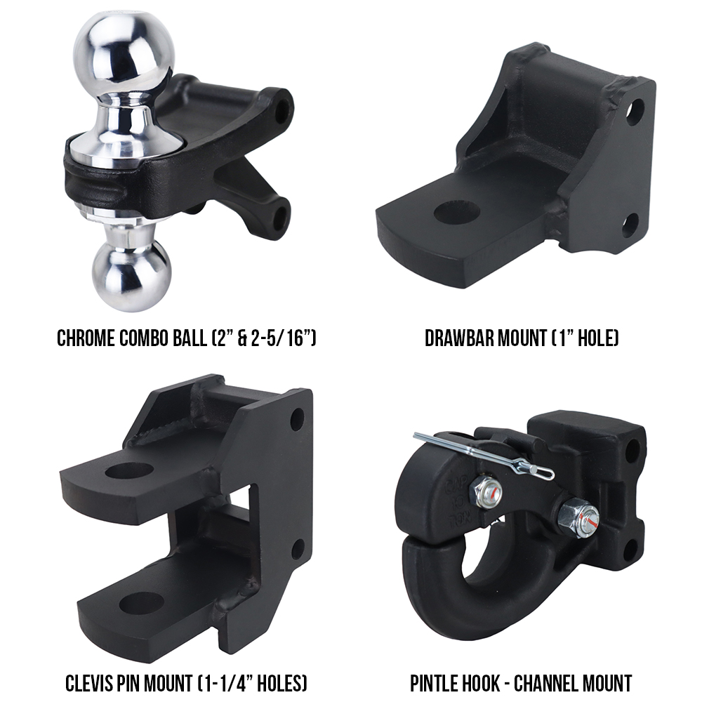 Shocker Farm Mounts Kit - (Chrome Combo Ball, Drawbar, Clevis Pin, Pintle) SH-FTK-C