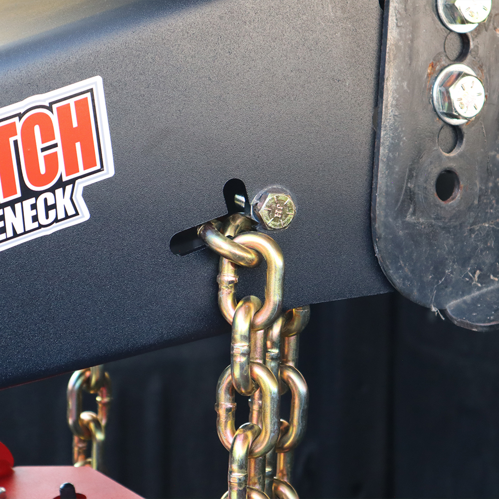Chains Installed on Quick Air 5th Wheel to Gooseneck