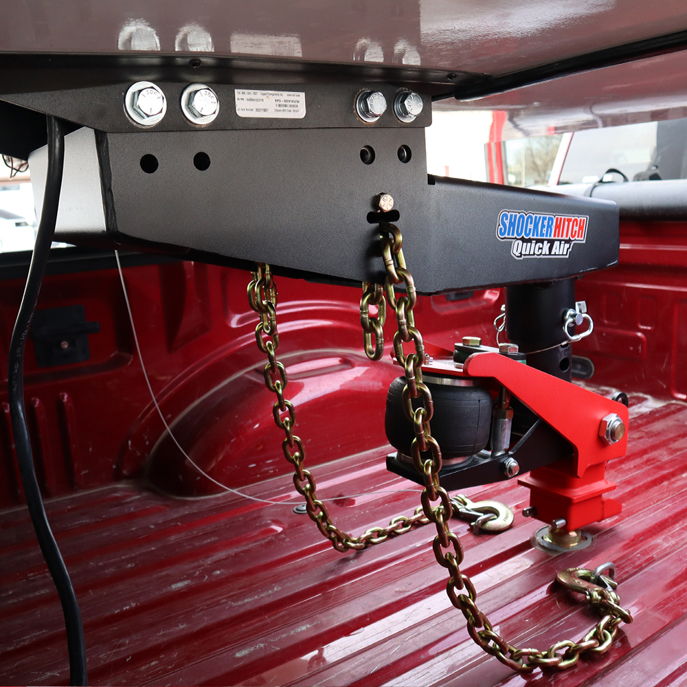 Quick Air 5th Wheel to Goose Kit - Shift Lock Coupler & Chains - Turning Point Pin Box