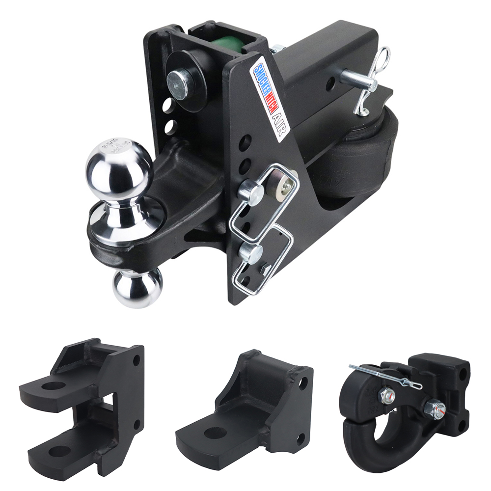 14K Max Black Air Hitch Farm Mount Tow Kit: Pintle, Clevis, Drawbar & Chrome Combo Ball - 2-1/2" Receiver