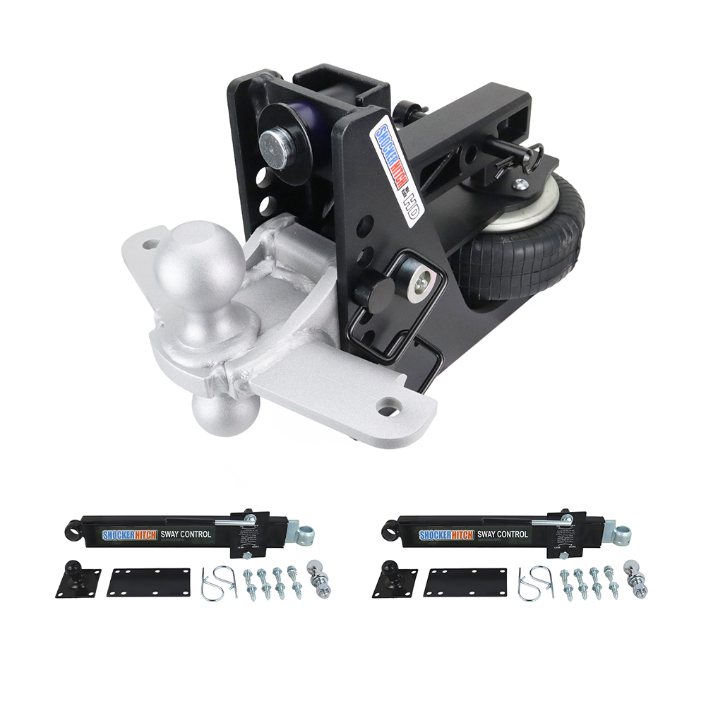 Shocker HD Max Black Air Hitch Silver Combo Ball & Sway Control Towing Kit - 2" Receiver