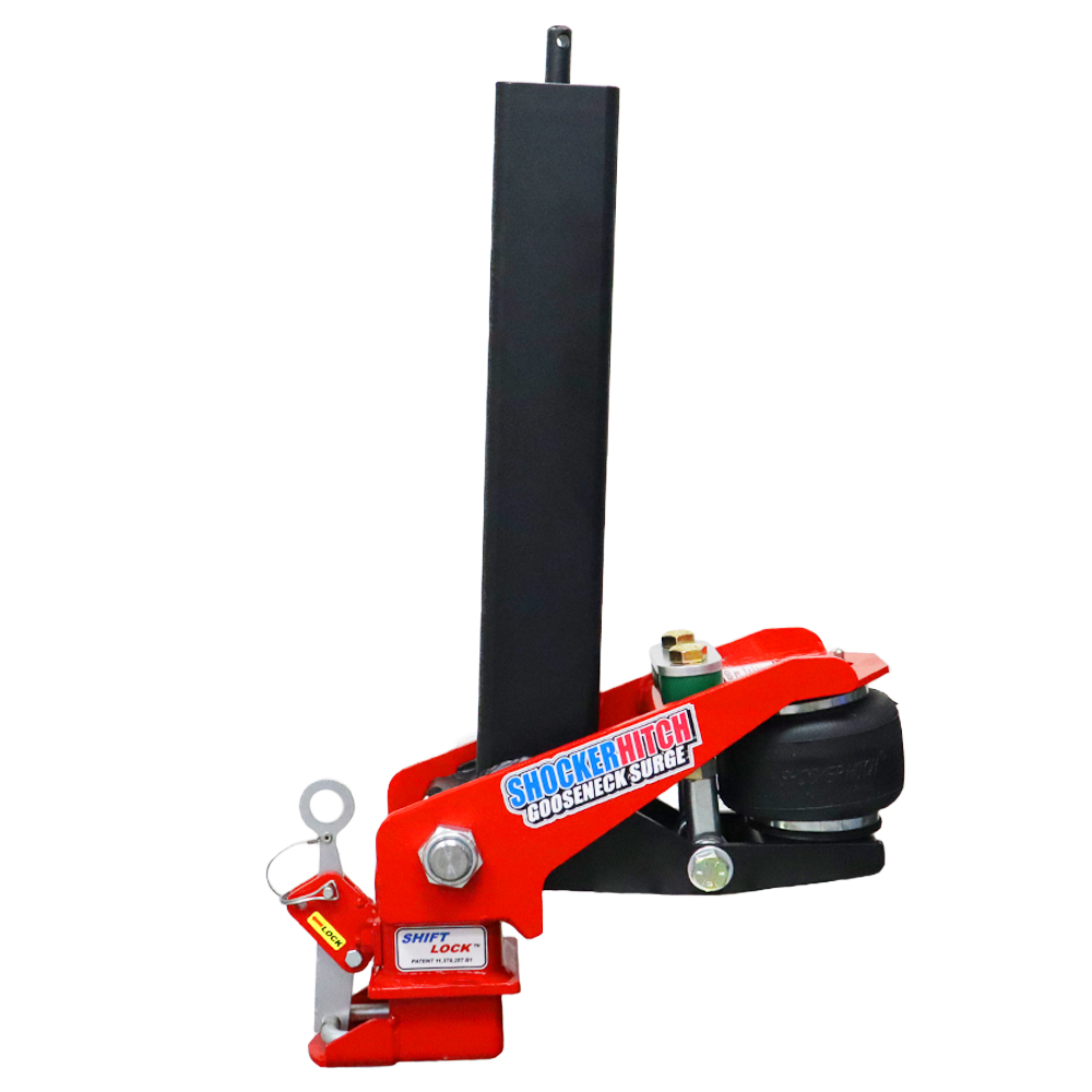 Shocker Gooseneck Air Hitch & Shift Lock Coupler with Top Crank Stem - Side