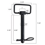 Shocker D-Handle Black Ball Mount or Receiver Hitch Pin with Clip Diagram