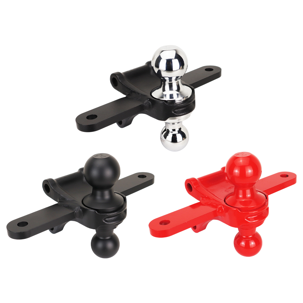Shocker Combo Ball Mount Attachments with Sway Bar Mount Tabs (Chrome, Black & Red)