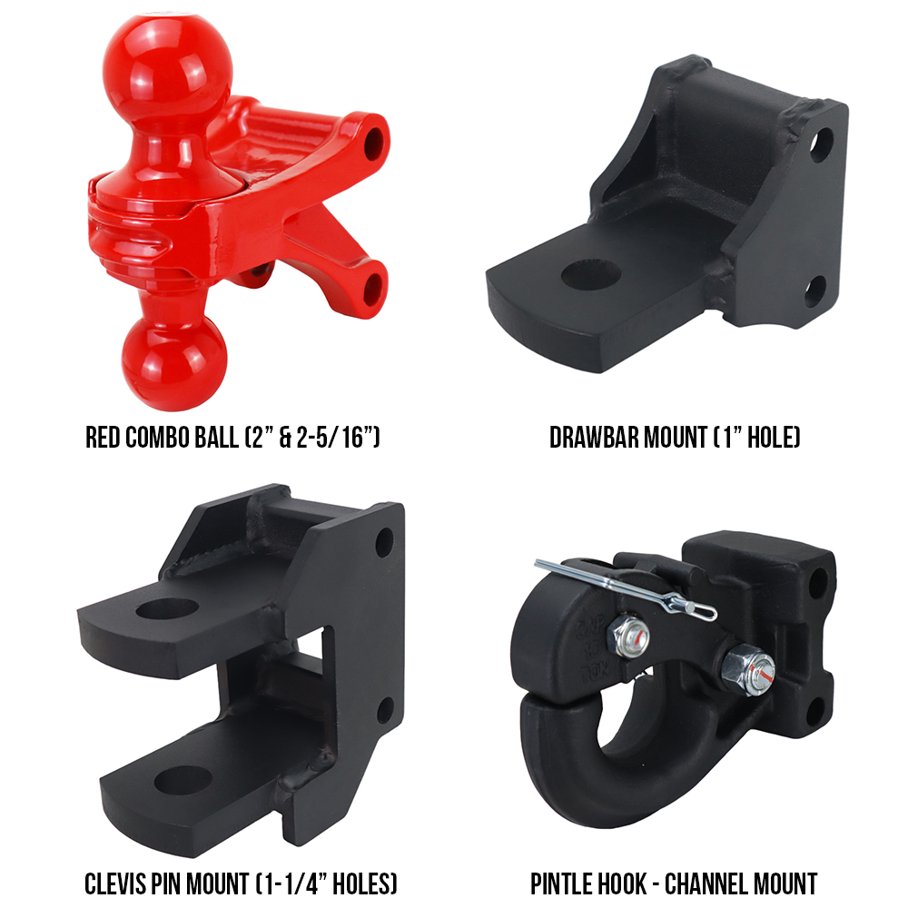 Shocker Farm Mounts Kit - (Red Combo Ball, Drawbar, Clevis Pin, Pintle) SH-FTK-RED