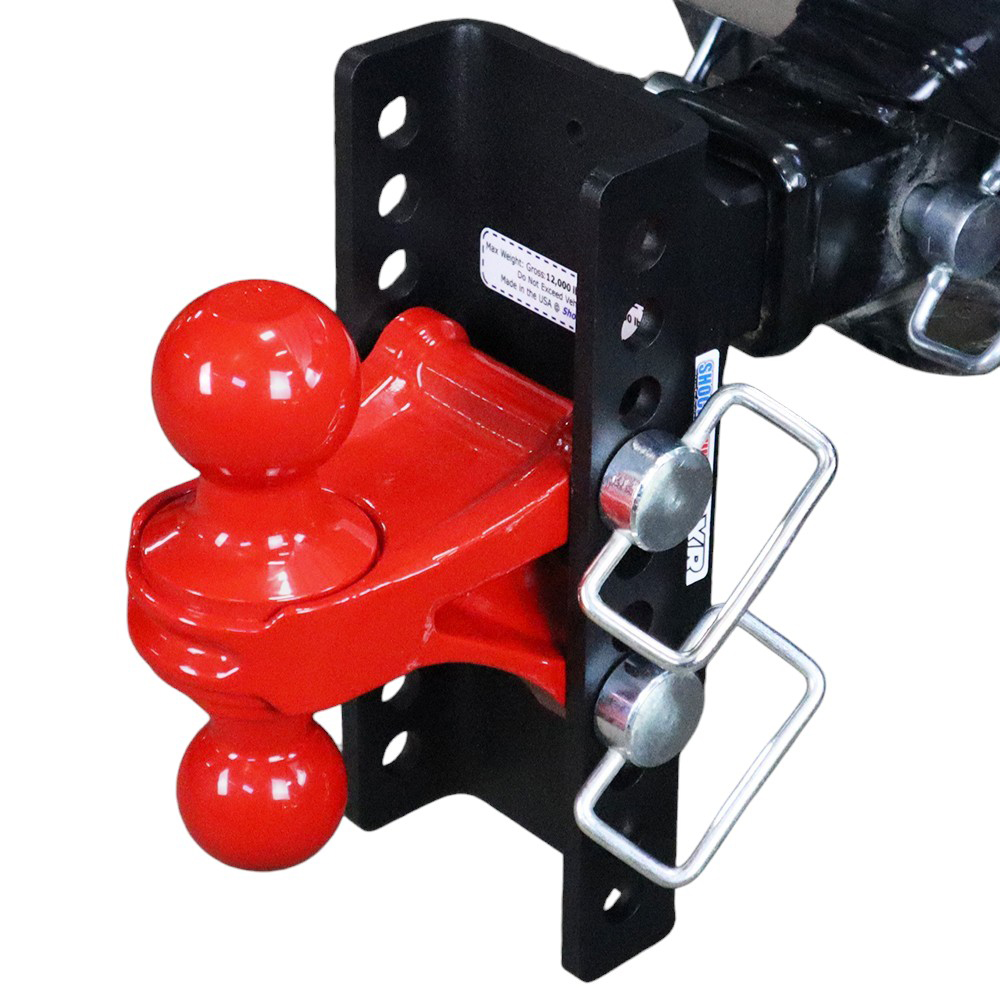 Shocker XR Hitch with Red Combo Ball- 10-Hole Channel - Installed