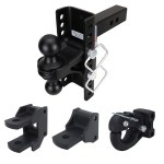 XR 10 Hole Channel Hitch Farm Kit - Black Combo, Pintle, Drawbar & Clevis Fits 2" Receiver