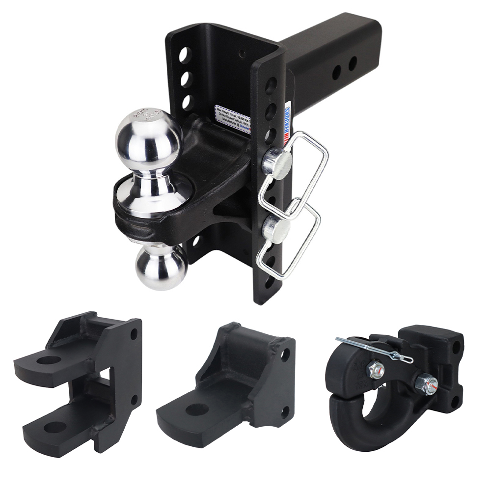 XR 10 Hole Channel Hitch Farm Kit - Chrome Combo, Pintle, Drawbar & Clevis Fits 2-1/2" Receiver