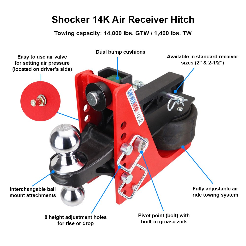 14K Red Air Ride Receiver Hitch Diagram