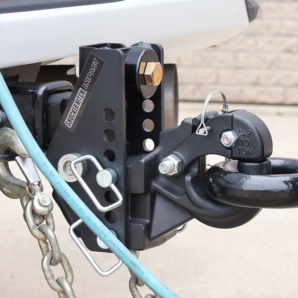 20K Impact Max Dual Cushion Hitch w 10-Ton Raised Pintle Hook -Hooked Up
