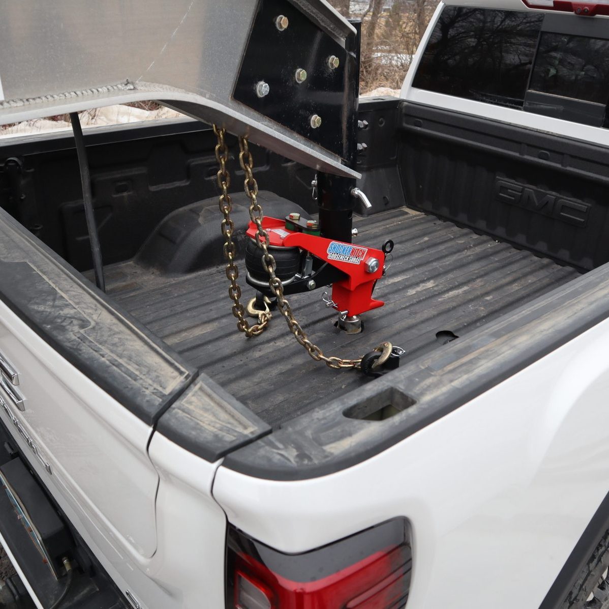 Gooseneck Air Hitch Shift Lock Coupler Rear View
