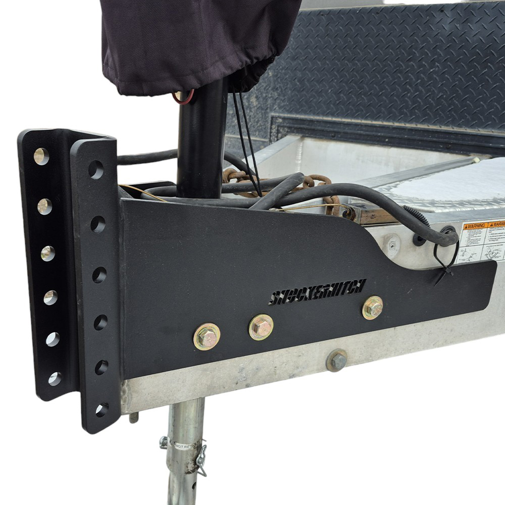 HD Bolt on Vertical Channel Tongue Adapter for Aluminum Trailer A-Frames (Shown Black Powder Coat & Installed)