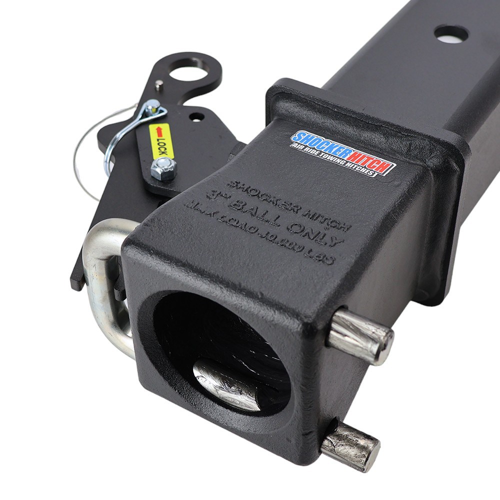 40K Shocker Red Gooseneck Dual Latching 3" Shift Lock Coupler - Locked Position