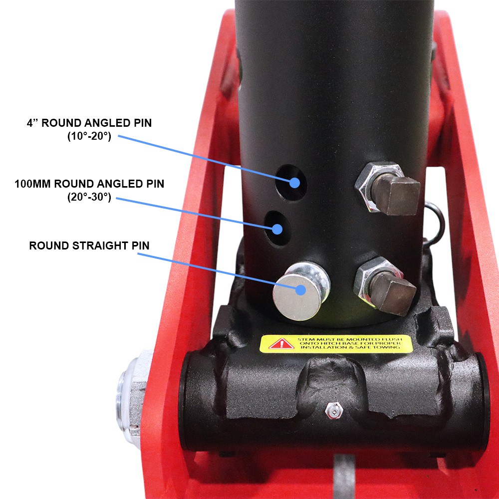 Shocker Multi-Fit Round Gooseneck Air Hitch & Coupler - Pin Hole Diagram