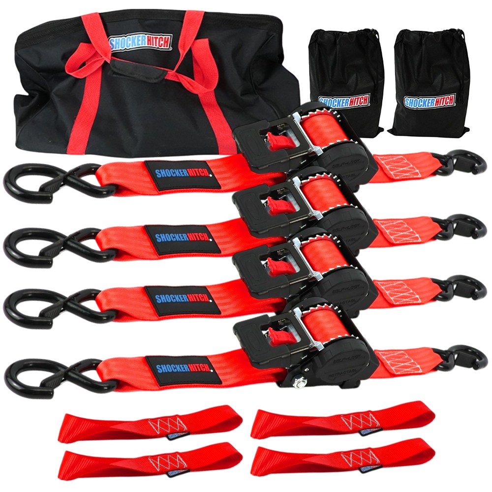 Shocker 2" Ratchet Strap with S-Hooks Utility Kit – 4 Pack - NEW