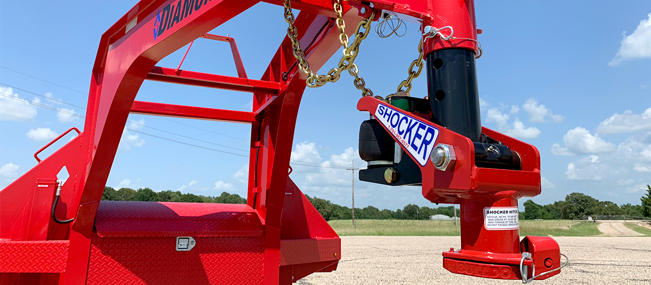 Shocker Gooseneck Surge Air Hitch on Diamond C Trailer